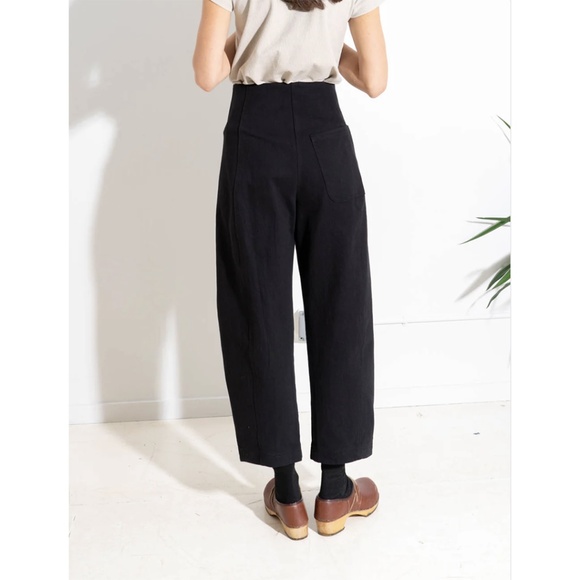 Creatures of Comfort black cotton crescent pant high waisted barrel XS S 25 26 - Picture 2 of 9